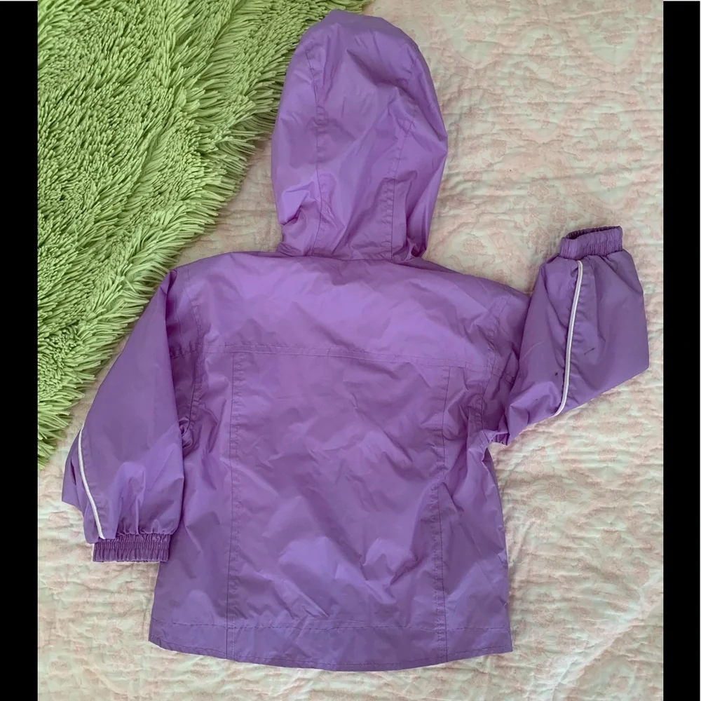 Vintage Oshkosh Windbreaker Girls 4 Purple Jacket Hood Lined Full Zip Pockets
